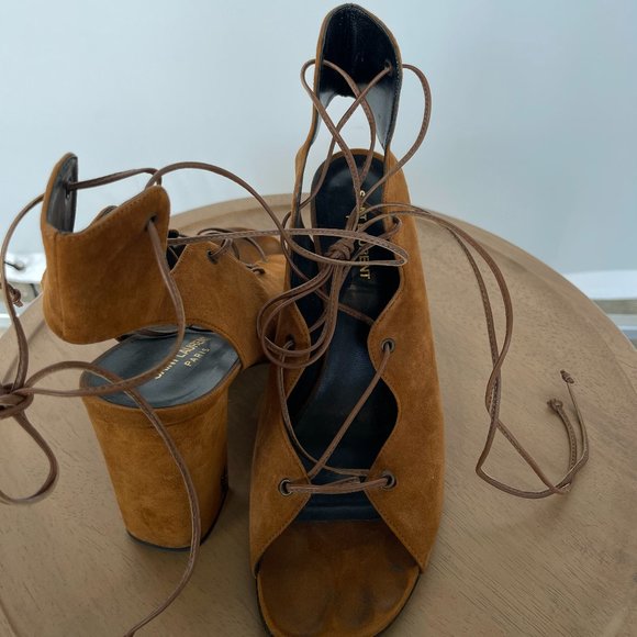 Saint Laurent | Suede Babies Lace Up Heels Size 41 - Picture 4 of 5